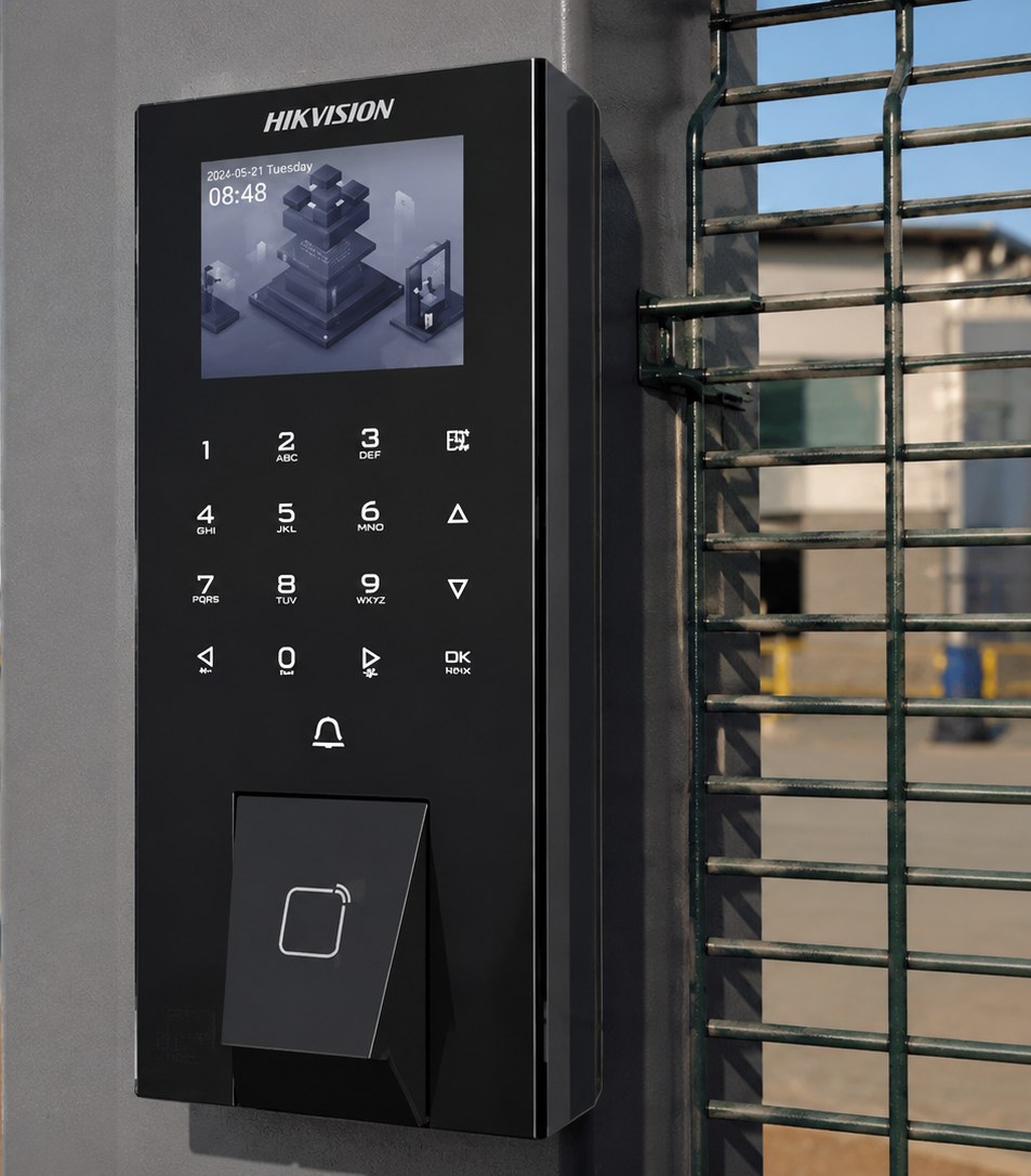 Biometric access control keypad mounted at a secure entrance in Gauteng