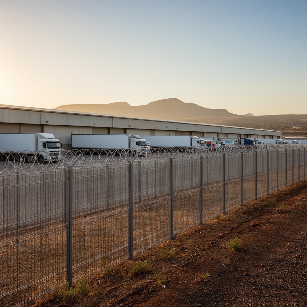 Industrial perimeter secured with Clear View fencing and electric topping in Gauteng