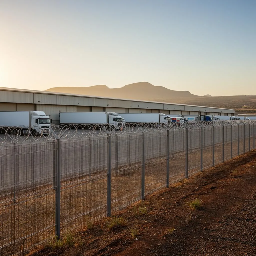 Industrial perimeter secured with Clear View fencing and electric topping in Gauteng